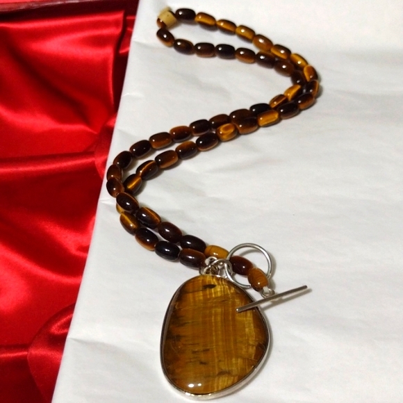 Tiger eye medallion in sterling silver--a  Stunnin - Picture 2 of 12